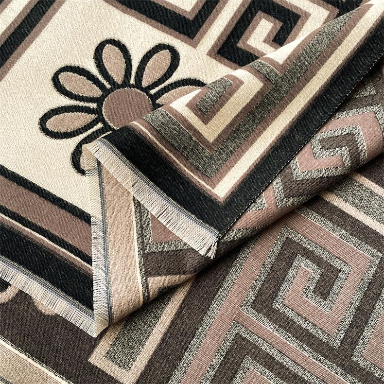 Premium Geometric Patchwork Jacquard Design Printed Winter Shawl