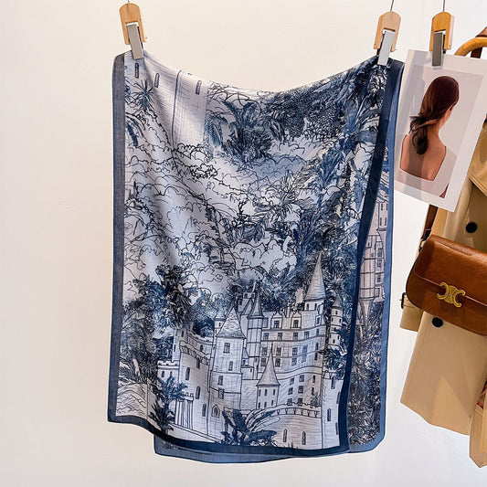 Women's Casual Both Side Printed Retro Style Viscose Scarf