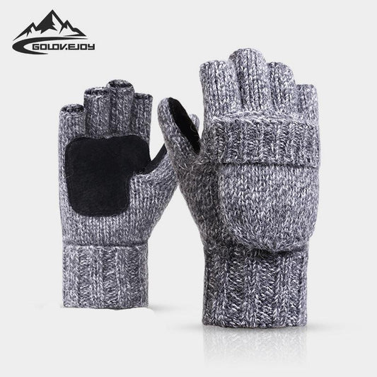 Wool knitted half finger Korean style thickened winter gloves