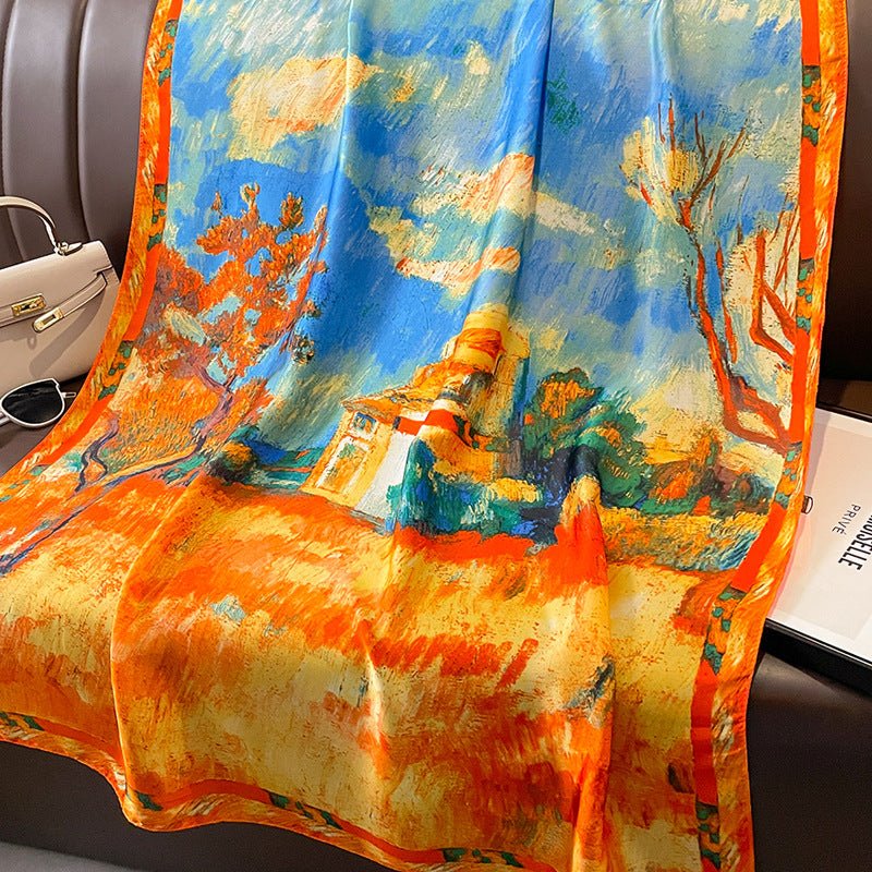 Women's Stylish Sun Protection Colorful Satin Silk Scarf