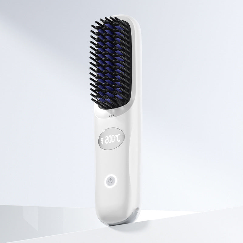 Cordless Portable Ceramic Negative Ion Hair Straightening Styling Brush Onyx