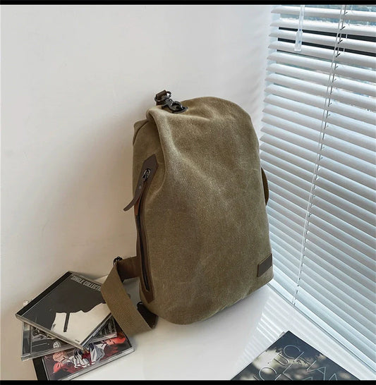 Unisex large-capacity retro Messenger bag multi-functional shoulder bag for travel with free pendant (ALAUDDIN)