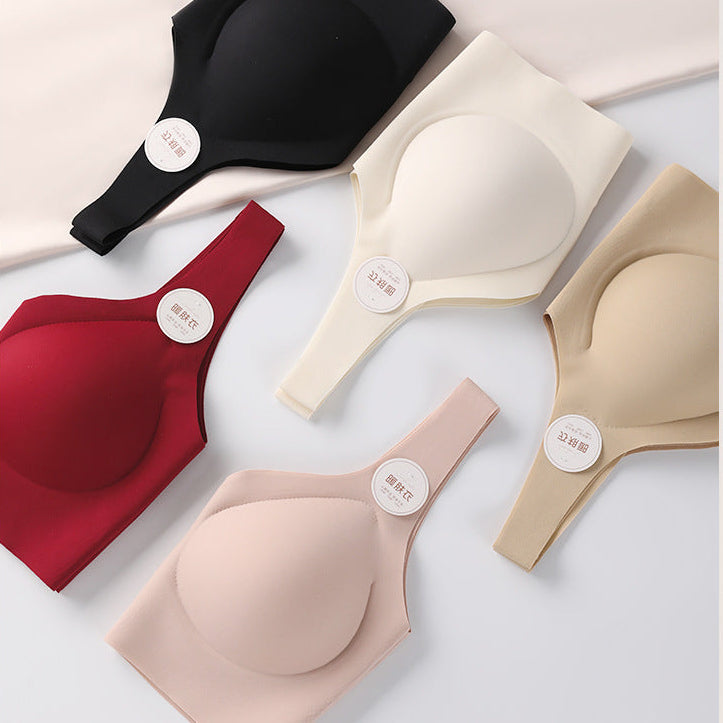 Seamless Wireless Jelly Support Bra with Fixed Cups - Champagne