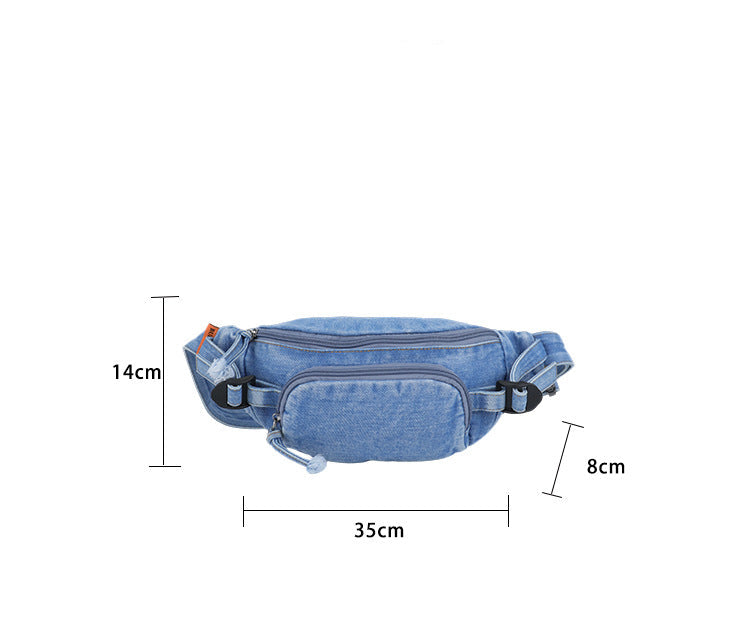 Unisex Trendy Pure Denim Crossbody Large Capacity Chest & Waist Bag