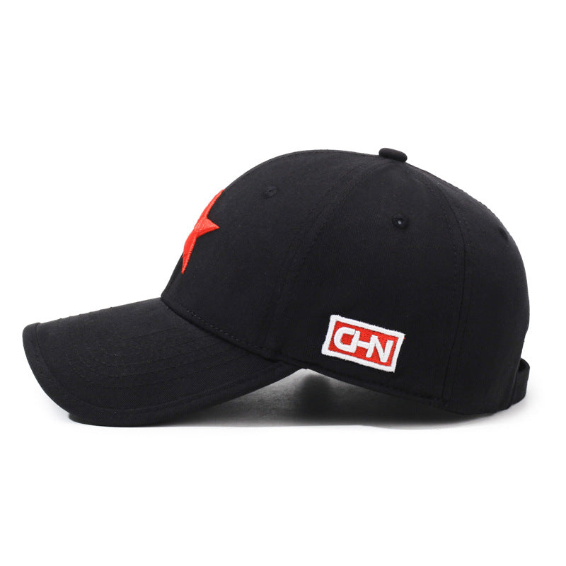 Solid Top Embroidery Style Five-Pointed Star Cap