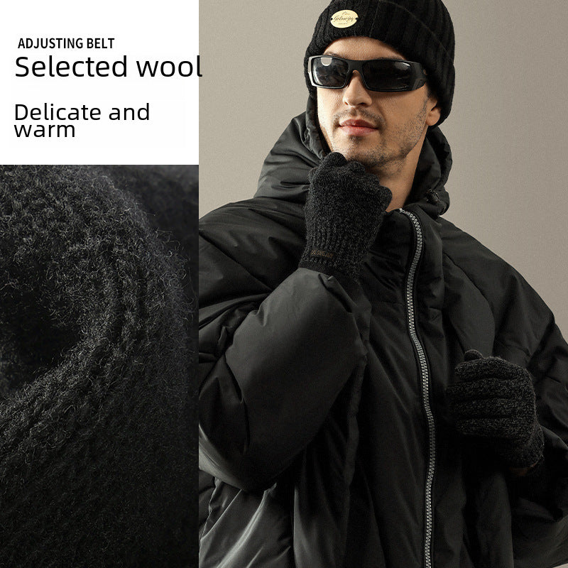 Autumn and Winter velvet cold proof versatile outdoor cycling knitted gloves