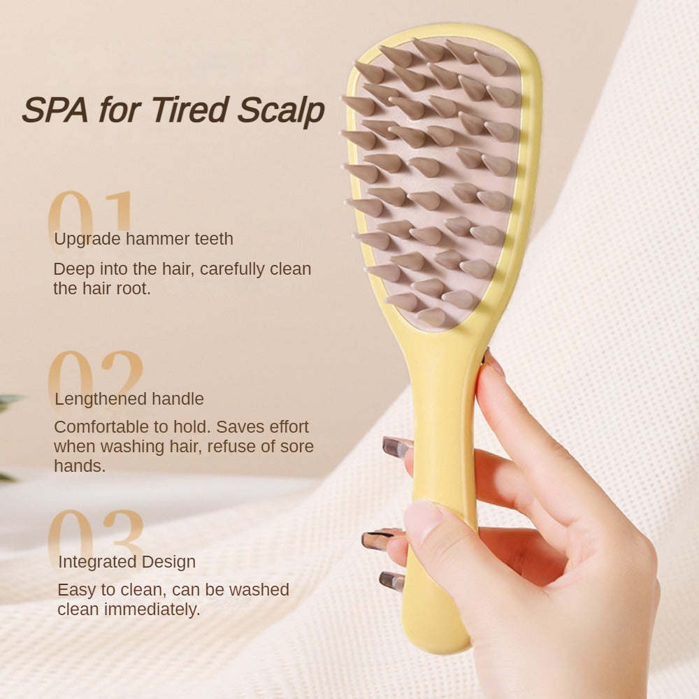 Ergonomic Ginkgo Leaf Scalp Massager Shampoo Brush - Crimson Red Edition
