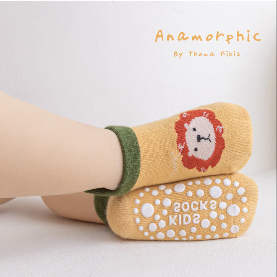 Anti-Slippery Cute Cartoon Printed Heel Style Soft Kids Socks