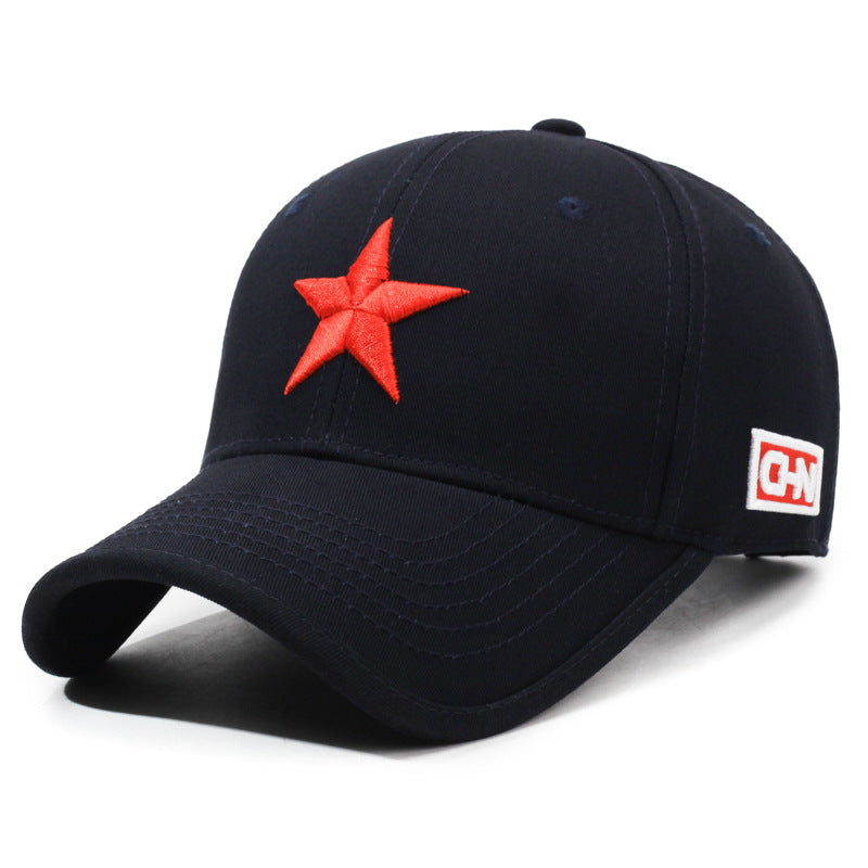 Solid Top Embroidery Style Five-Pointed Star Cap