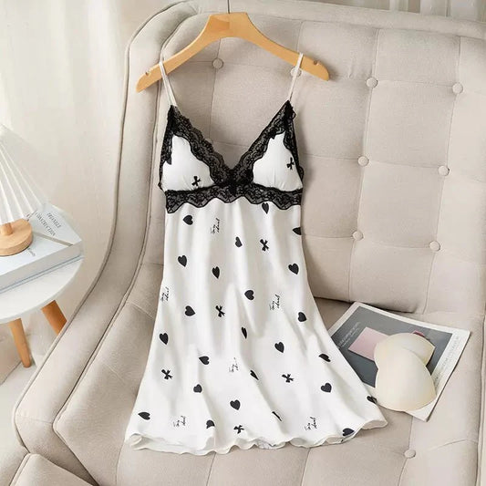 Women's Premium Lace Loungewear Suspenders Nightdress