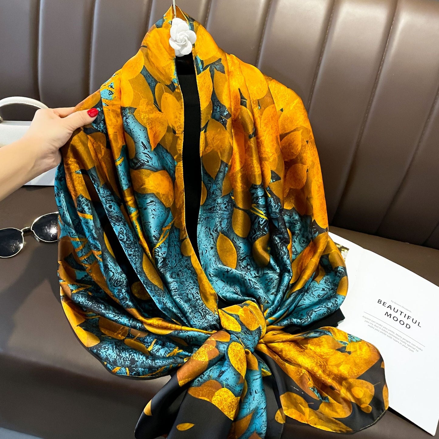 Colorful & Elegant Design Printed Women's Satin Silk Scarf