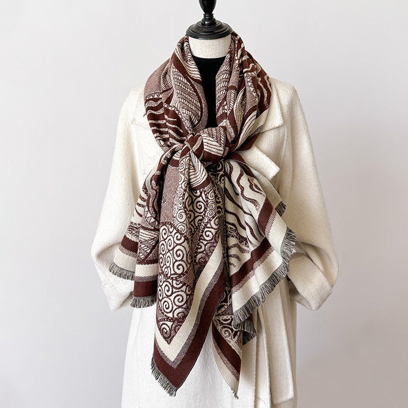 Premium Leaf Pattern Floral Design Printed Winter Shawl for Women