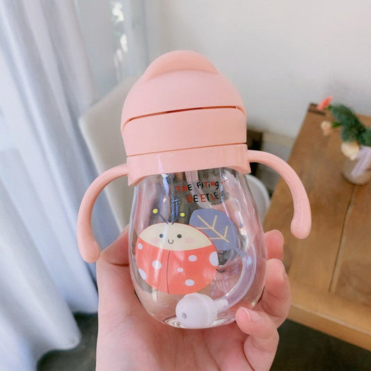 Cute Size Portable Water Bottle Mum Pot with Straw for Children