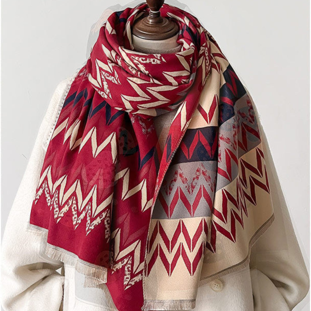Modern Minimalist Concentric Border Style Luxury Winter Shawl