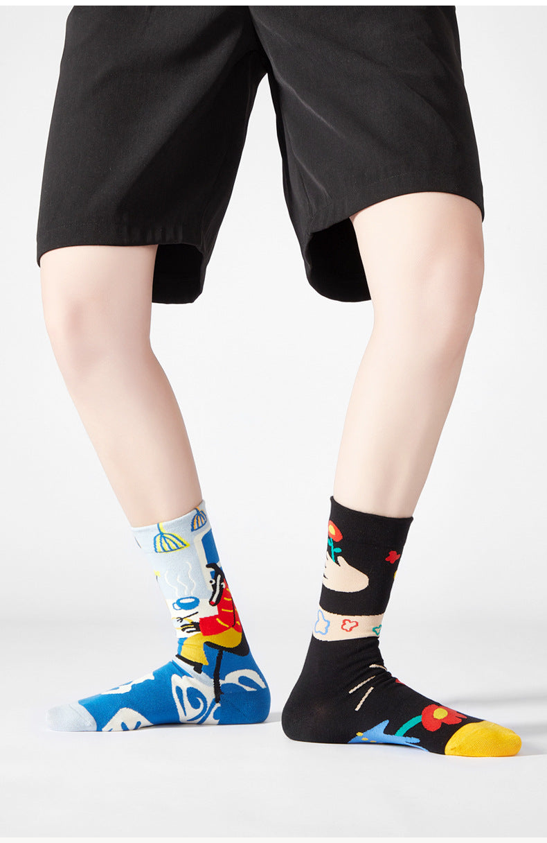 5 Pair set cartoon color trend Autumn and winter socks for men & women