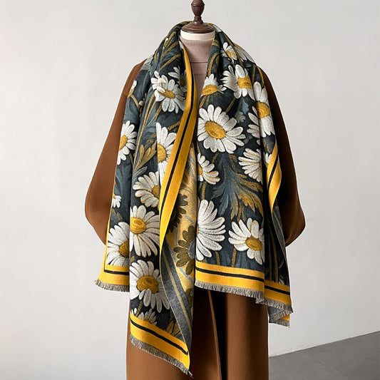 Versatile Floral Design Patterned Luxury Winter Shawl for Women
