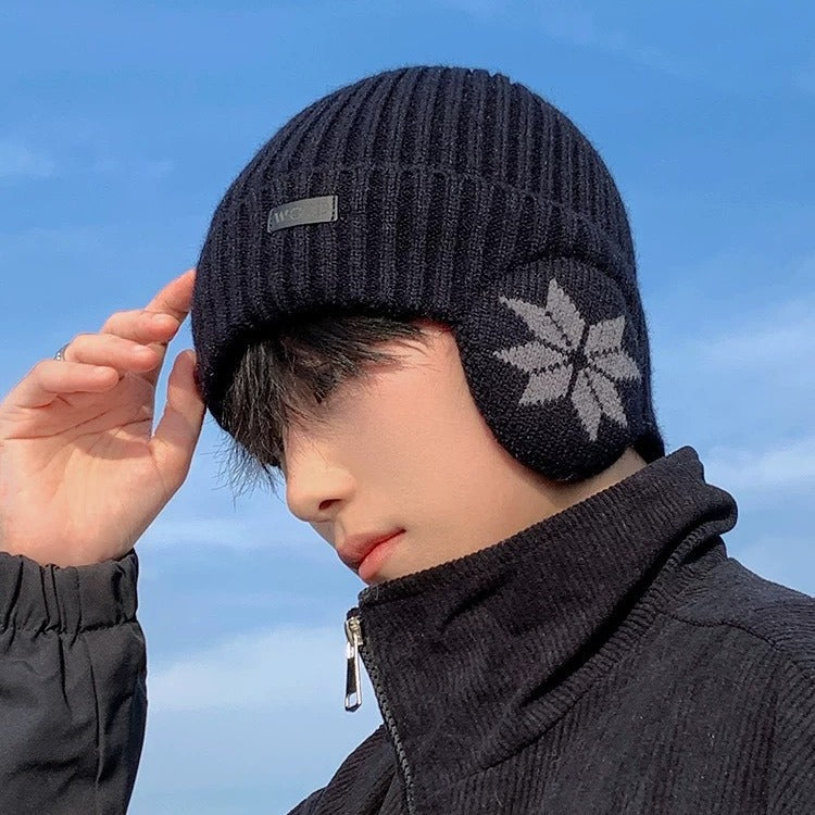 Winter new warm snowflake woolen big earmuffs