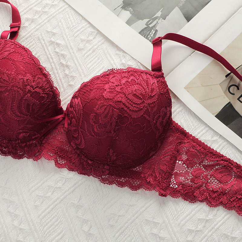 Elegant Lace Underwire Push Up Bra and Panty Set