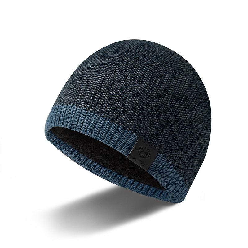 Men's Round-Top Casual Leather Label Warm Fashionable Winter Beanie