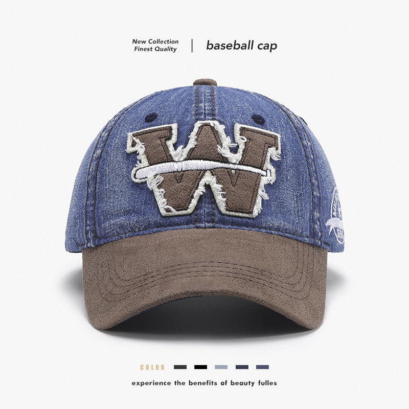 Letter patch color blocking men's and women's versatile breathable soft top baseball cap