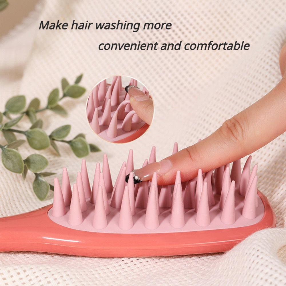 Ergonomic Ginkgo Leaf Scalp Massager Shampoo Brush - Crimson Red Edition