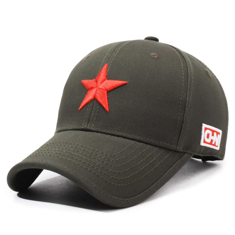 Solid Top Embroidery Style Five-Pointed Star Cap