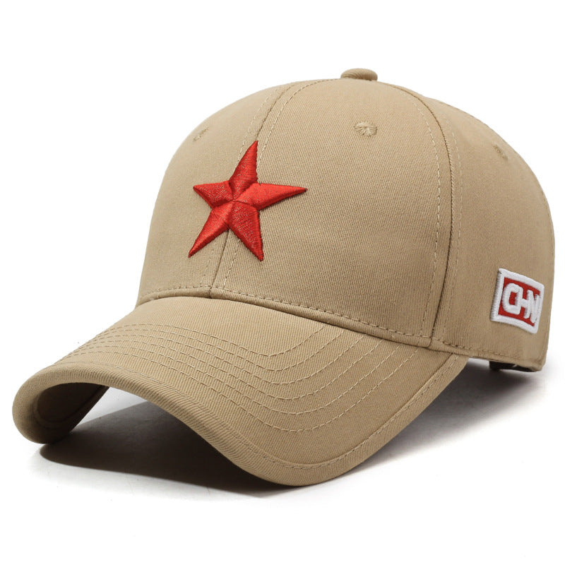 Solid Top Embroidery Style Five-Pointed Star Cap