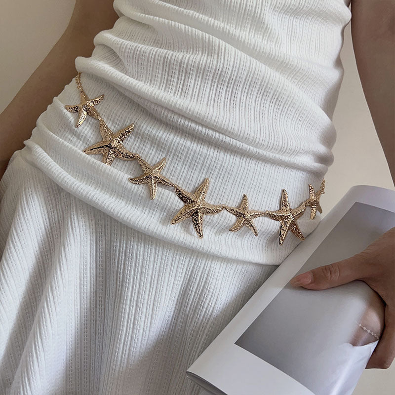 European Style Star Shaped Metal Waist Chain for Female