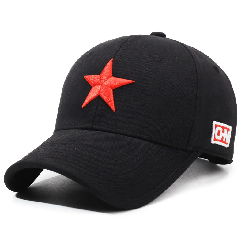 Solid Top Embroidery Style Five-Pointed Star Cap