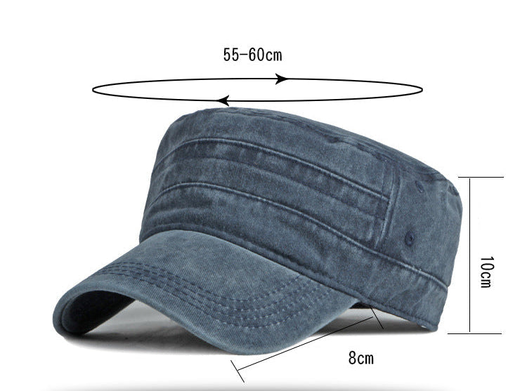 Flat British retro light plate monochrome washed military cap