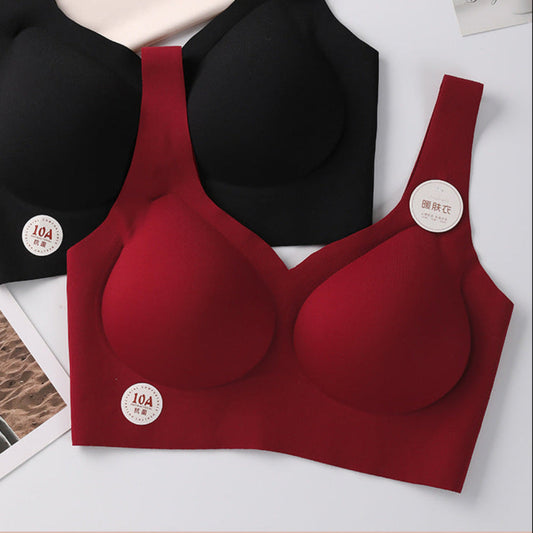 Seamless Wireless Jelly Support Bra with Fixed Cups - Champagne