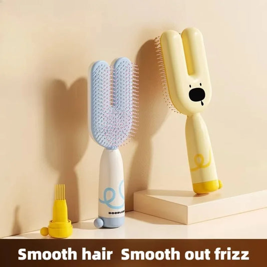 Magnetic Cartoon Air Cushion Scalp Massage Hair Brush - Sky Blue