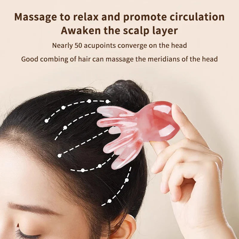 Multifunction Octopus Scalp Massager Meridian Therapy Scraping Hair Comb