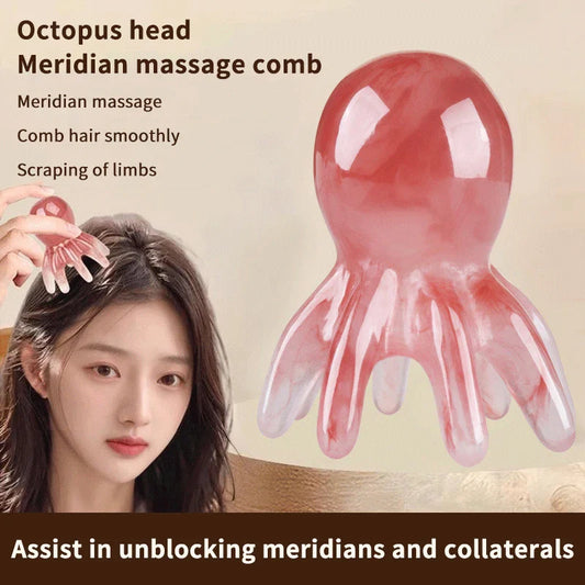 Multifunction Octopus Scalp Massager Meridian Therapy Scraping Hair Comb
