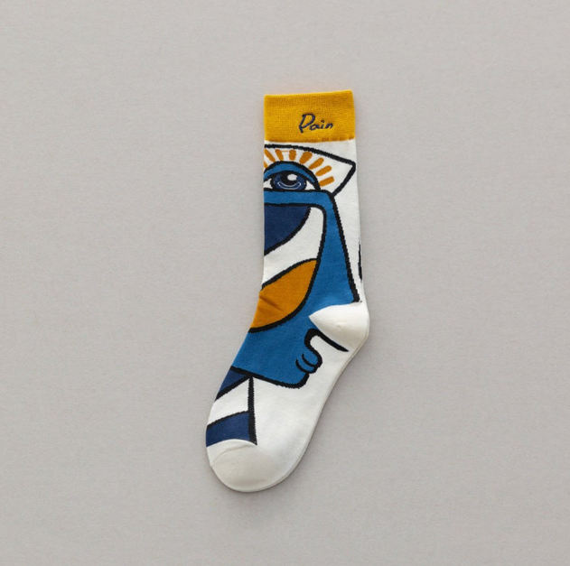 Trendy Long Tube Embroidery Couple Socks