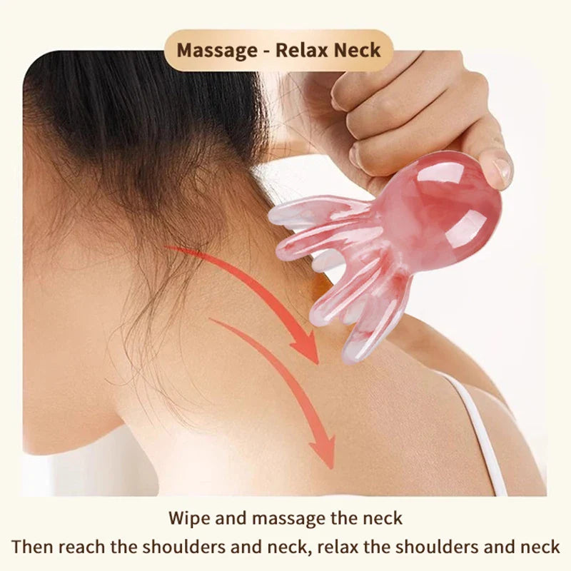 Multifunction Octopus Scalp Massager Meridian Therapy Scraping Hair Comb