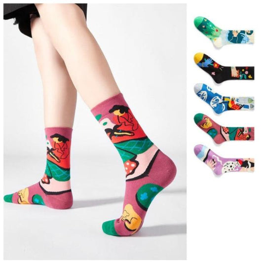 5 Pair set cartoon color trend Autumn and winter socks for men & women