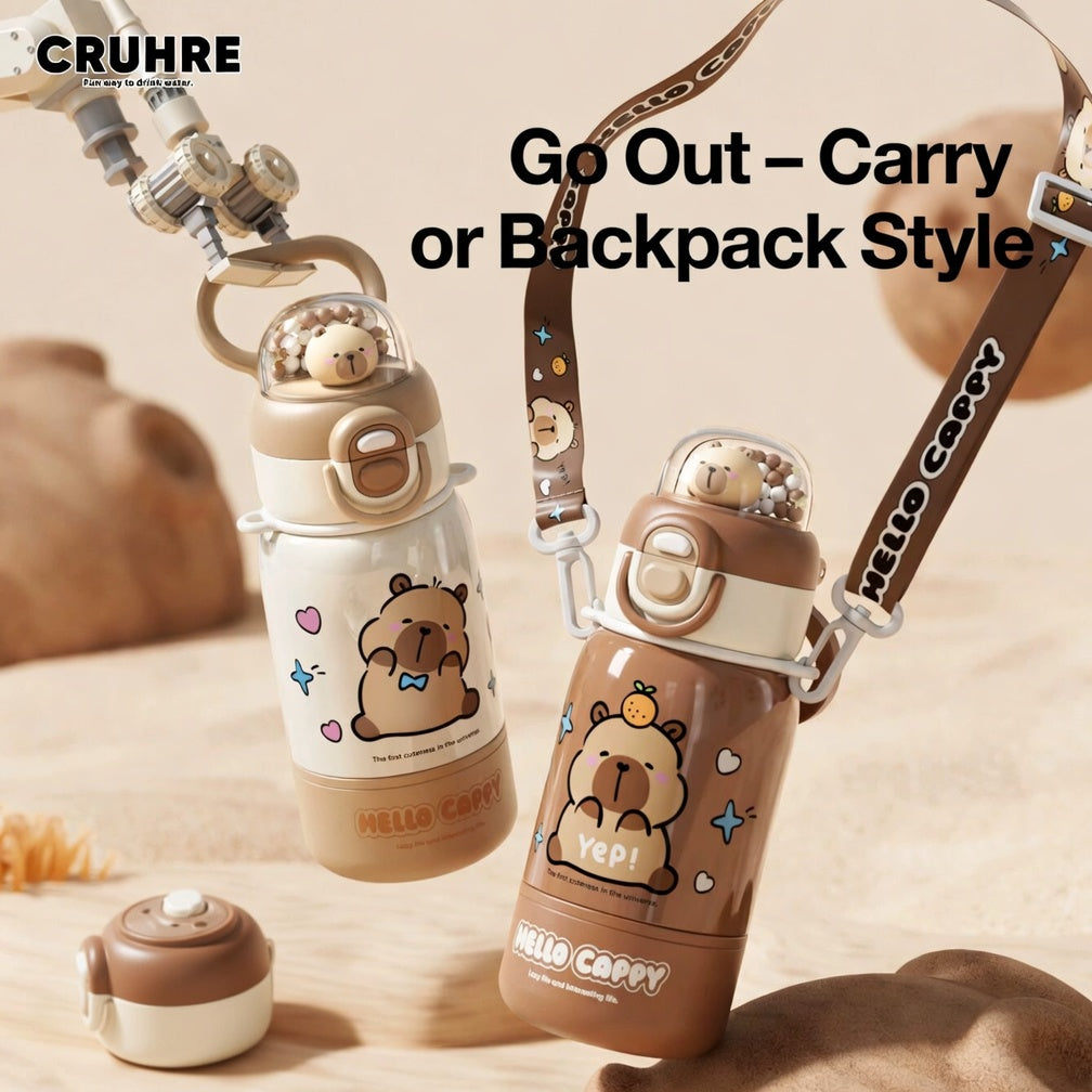 Mai Du 400ml Kids Thermos Cup Stainless Steel Straw Coffee
