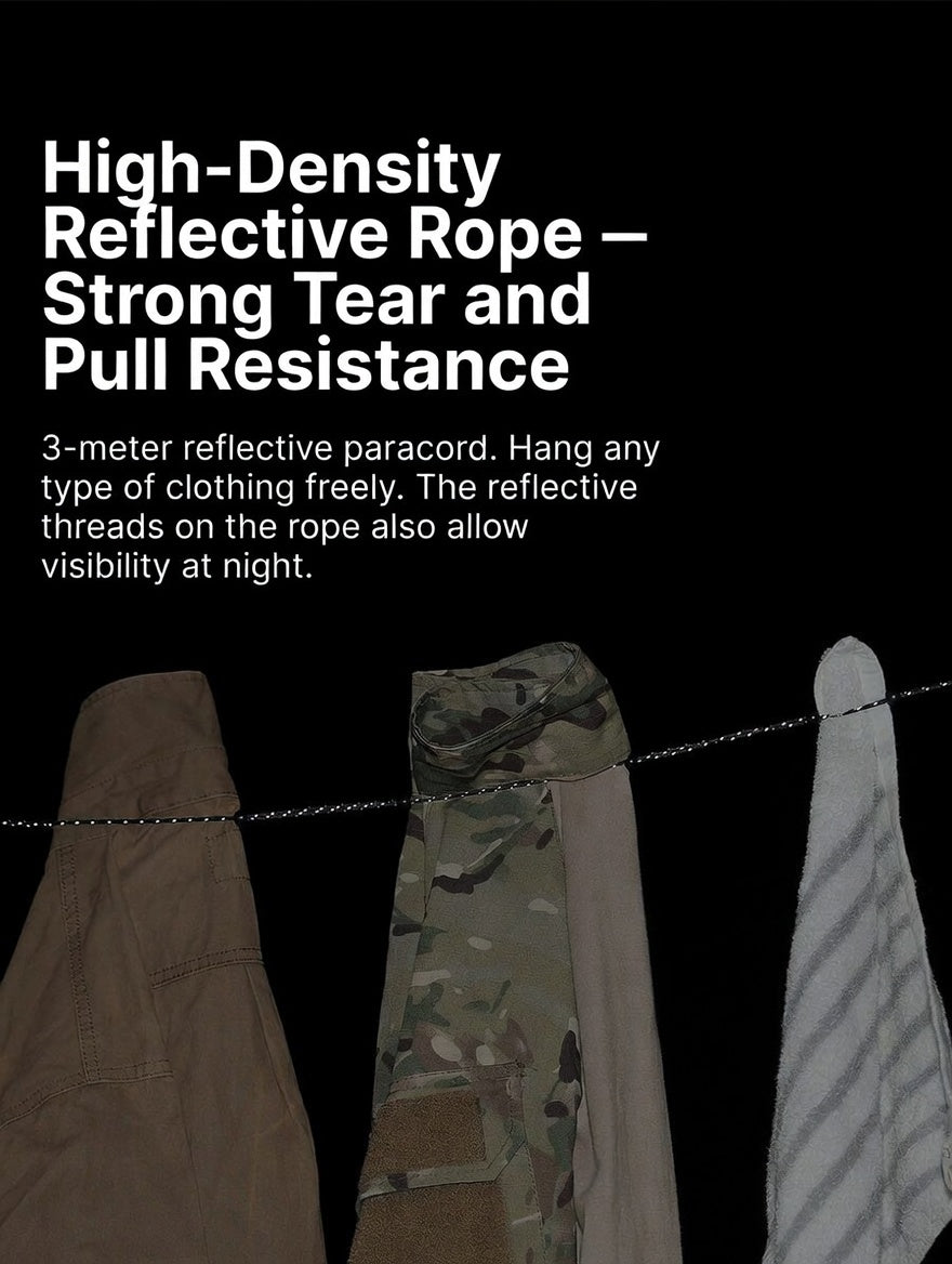 ISE MOUNT 3 Meter Retroreflective Windproof Drying Rope Storage Kit