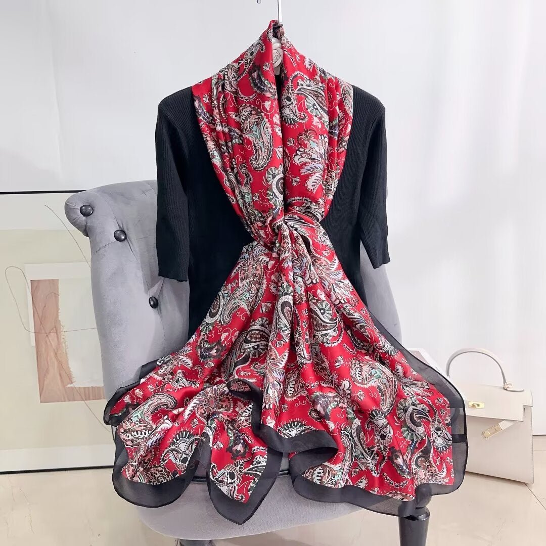 Tropical Ethnic Floral Design Women's Satin Silk Scarves