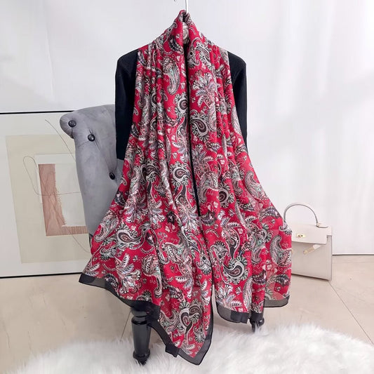 Tropical Ethnic Floral Design Women's Satin Silk Scarves