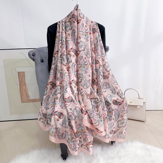 Women's Ethnic Floral Pattern Summer Friendly Satin Silk Scarves