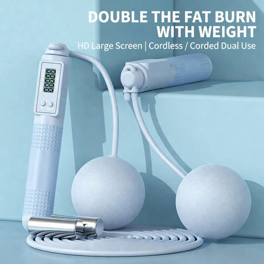 Smart Electronic Counting Jump Rope with Weighted Cordless Exercise Balls