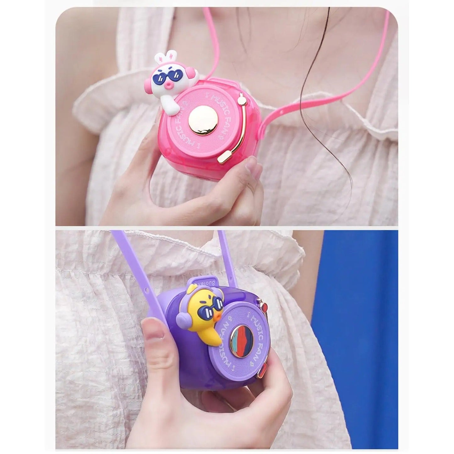 Cute Cool Pet DJ Lanyard USB Rechargeable Neck Electric Small Fan