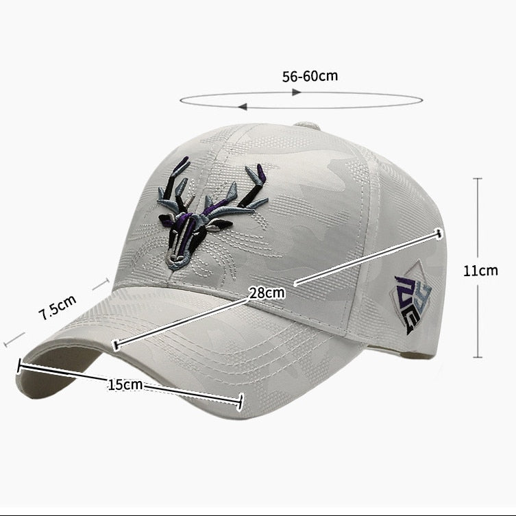 Korean Style Embroidered Elk Outdoor Leisure Cotton Baseball Cap